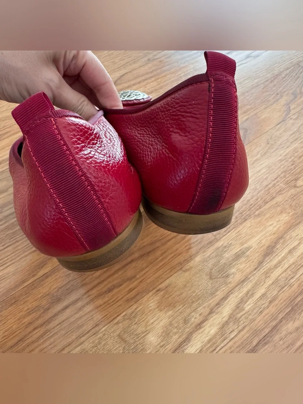 Brighton Aleta Ballerinas Red Lipstick Pebbled Leather Ballet Flats Italy 7.5